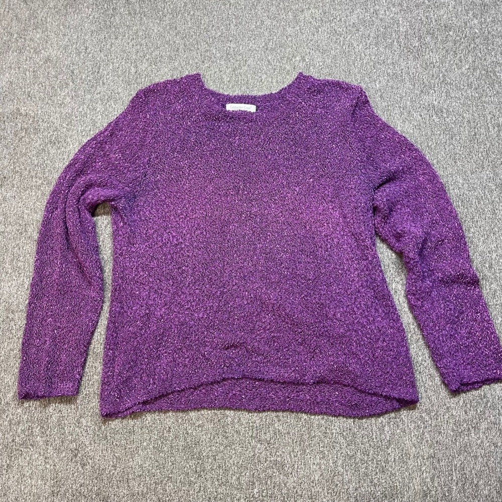 Coldwater Creek Purple Textured Knit Sweater Womens 2X Nylon Pullover